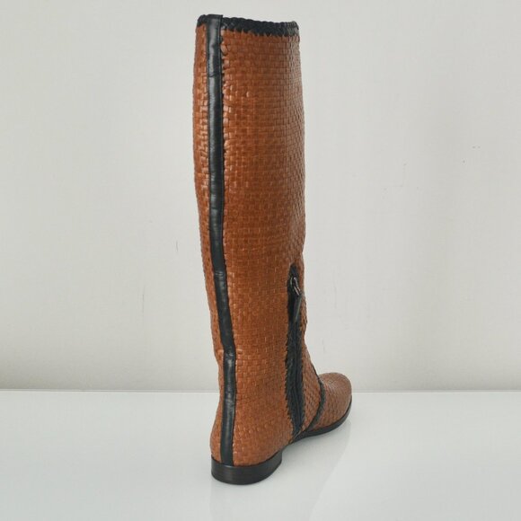 NIB PRADA WOVEN LEATHER RIDING BOOTS - Picture 4 of 8